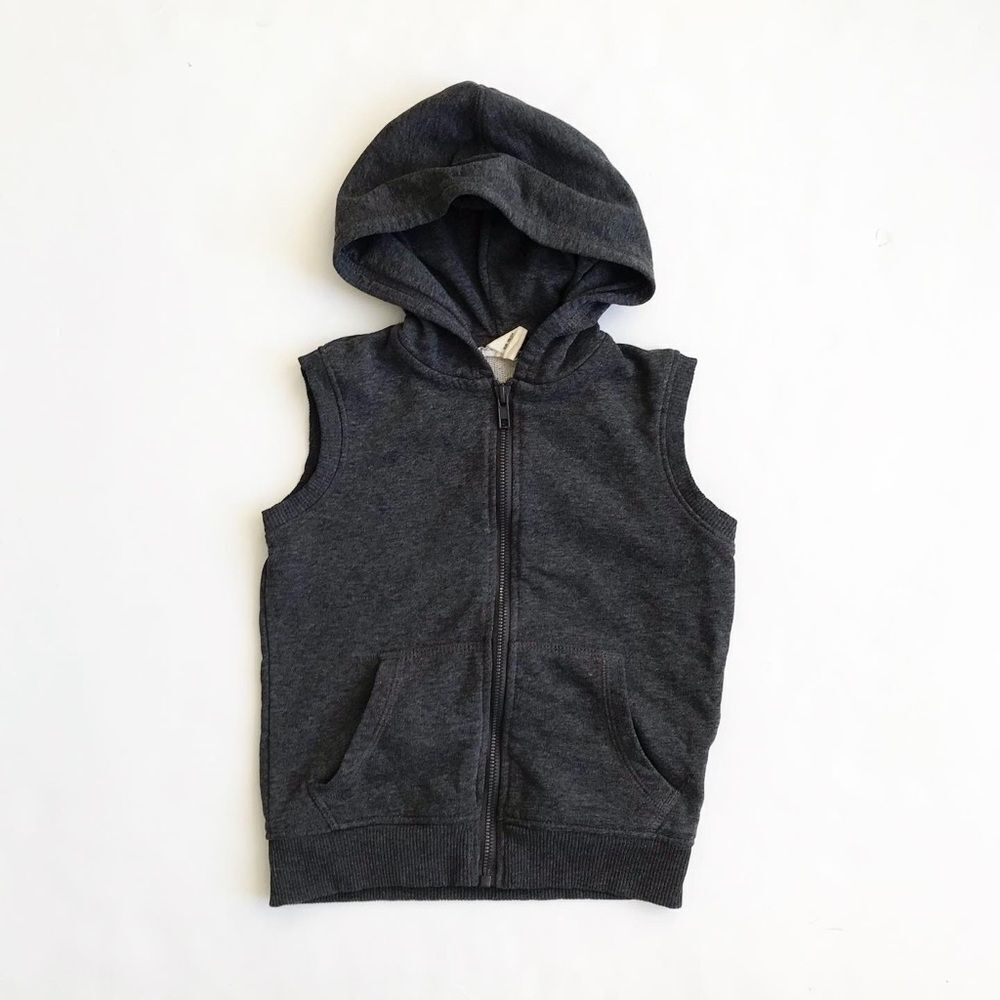 H&M gray sleeveless zip up hoodie EUC 2-4Y